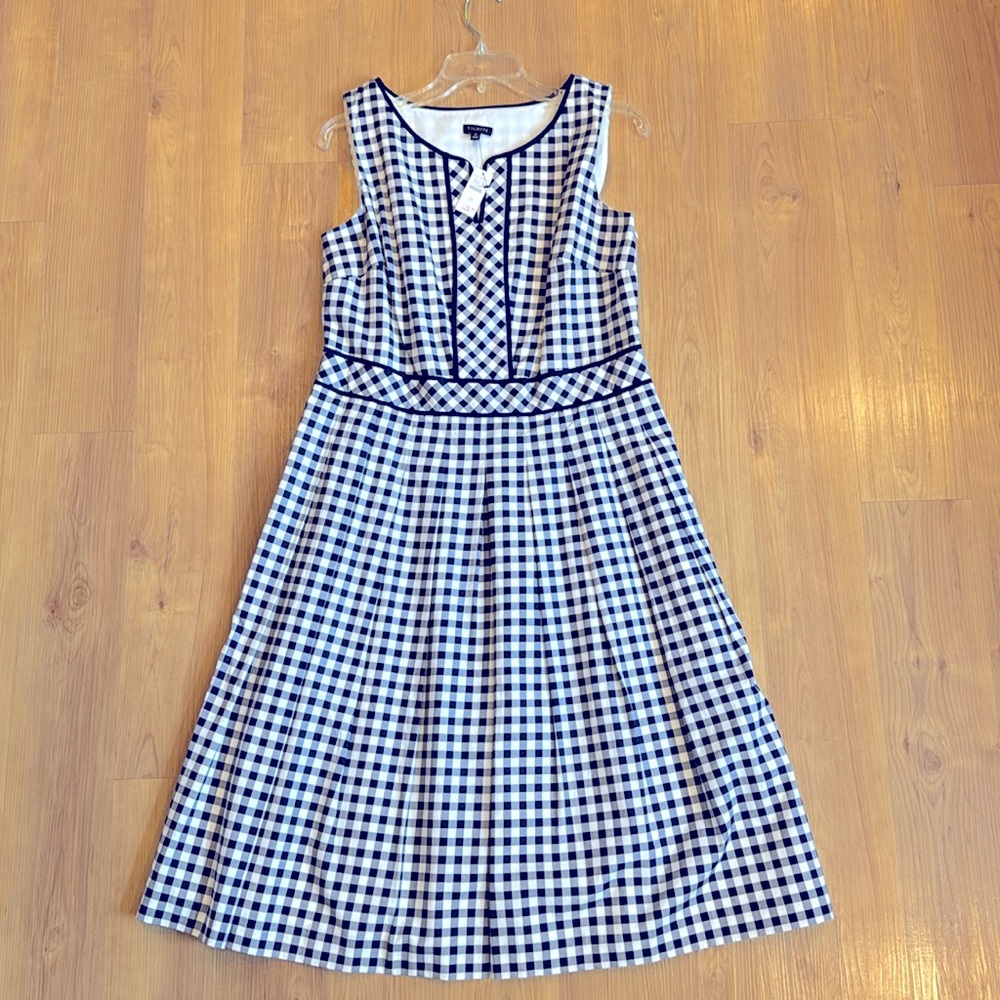 NWT Talbots Dress Navy White Plaid size 10 Party Event Work
